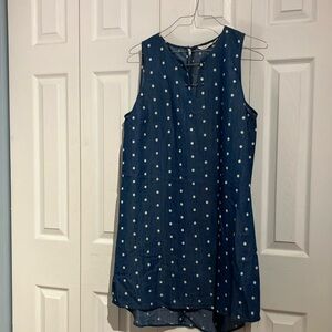 Blue Polka Dot Sleeveless Dress